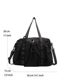 大容量運動/購物/通勤/休閒手提包，帶多隔間和多個口袋 - 黑色 - 查看 2