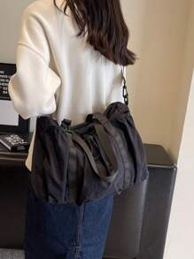 大容量運動/購物/通勤/休閒手提包，帶多隔間和多個口袋 - 黑色 - 查看 7