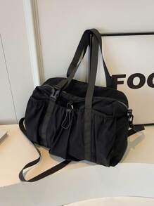 大容量運動/購物/通勤/休閒手提包，帶多隔間和多個口袋 - 黑色 - 查看 1