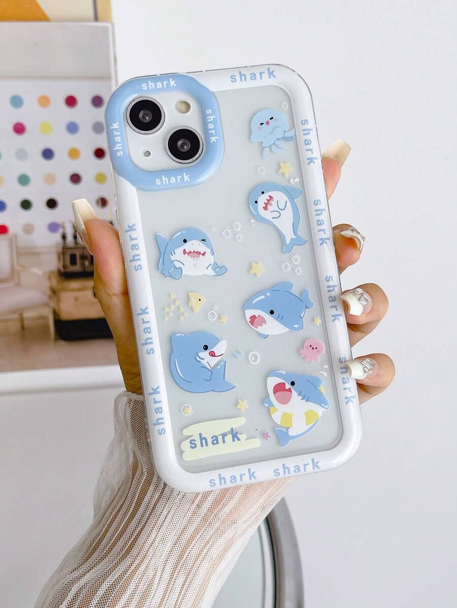 Nueva Llegada De Funda Transparente Cuadrada Espesada De Patrón Protector Con Marco Lateral Reforzado Anti-caída, Compatible Con Iphone