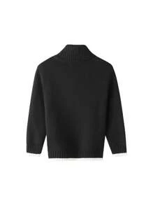 Annil 青少年男女冬季時尚保暖極簡高領毛衣黑色 - 黑色 - 查看 2