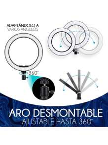 14 Pulgadas Aro De Luz Led Tripie  Soporte Celular Foto Video (Grande) - Blanco - Ver 6