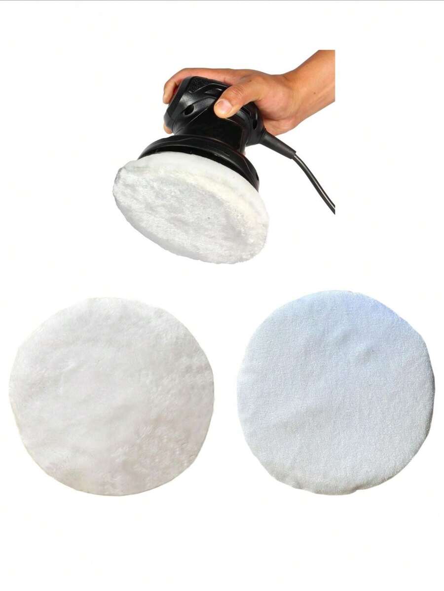 2 borlas de 6 pulgadas para pulidora de 6 pulgadas borla para pulir y borla para encerar ajuste con resorte - Blanco - Ver 1
