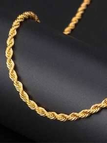 FOREVER QUEEN S925純銀鎖骨鍊電鍍捻曲鎖鏈扭繩鏈成品男士鍊男士父親 - 金黃色 - 查看 4