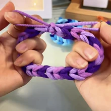 100入組DIY情侶編織手環彩虹小橡皮筋閨蜜彩色髮箍皮革小禮品適用於女性頭飾