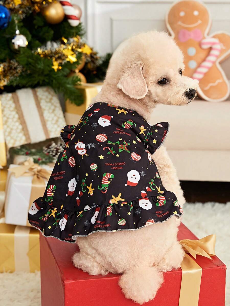 PETSIN 1件聖誕節狗衣服,公主風格聖誕老人服裝 - 彩色 - 查看 1