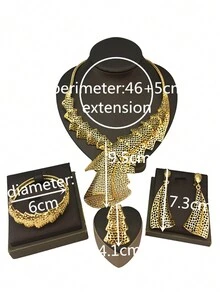 5入組優雅豪華金色項鍊和耳環套裝,適用於新娘婚禮珠寶裝飾禮物