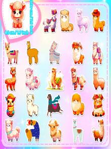 50pcs/Pack Cartoon Llama Cute Animal Pvc Sticker. Suitable For Children's Luggage, Skateboards, Water Bottles, Computers - Healing Sticker - Multicolor - View 4