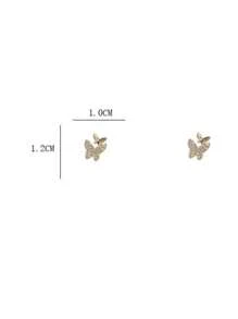 1對法式閃亮水鑽蝴蝶翼形耳環,小巧多變,適合女性日常佩戴 - 蝴蝶型 - 查看 5