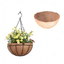 14英寸可可纖維懸掛籃用襯墊,可替換圓形可可纖維襯墊,用於掛牆式園藝盆栽,植物盆栽