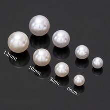 100 件/包 3 毫米 - 12 毫米 ABS 圆形仿珍珠，白色和象牙色，高光泽且不褪色，有 1/2 孔可供选择 - 米色 - 查看 4