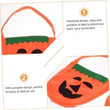 1pc/5pcs/10pcs Halloween Pumpkin Themed Non-woven Candy Bag Trick-or-treat Goodie Bag Portable Pumpkin Candy Holder Gift For Halloween Party Supplies