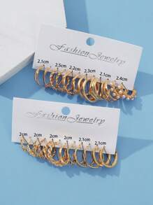 24入組c形假珍珠耳環套裝 - 金黃色 - 查看 5