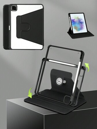 1 个透明灰色 360° 旋转亚克力支架保护套，带铅笔槽、唤醒/睡眠功能、3 种支架模式、4 角防摔保护，兼容 iPad Mini 6/7、iPad Air、iPad 9.7/10.2/10.5、iPad Air 4/5、iPad 10th/10.9、iPad Pro 11"/Air 11"(M2)/Air 13"(M2)/Pro 11"(M4)/Pro 13"(M4) 2024、iPad Air 13"(M3 2025)、iPad Air 11"(M3 2025)、iPad 11"(A16) 第 11 代 2025，带可拆卸屏幕保护膜