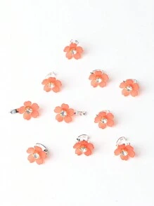 10pcs Rhinestone Flower Hair Clips, Braided Hair Clips, Women Hair Accessories - Red - View 2
