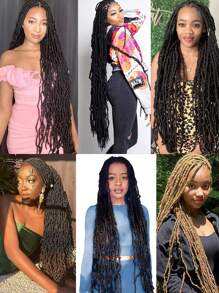6pcs/Set New Faux Locs Crochet Braids, Soft Long Natural Crochet Locs Extensions, Black Color, Great Christmas Gift (1b/Natural Black) - Black - View 11
