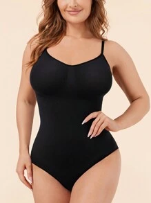 歐美風格女士無縫塑身衣帶托高式文胸,抹胸連體衣,塑身衣內衣帶大腿更苗條 - 黑色 - 查看 1