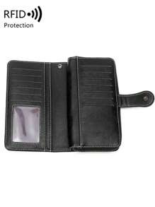 RFID Thời trang nữ cổ điển sức chứa lớn khóa kéo da PU thường ngày đồng xu cho phụ nữ 2 kiểu dáng để lựa chọn cho ví nam ví dài ví đeo tay - màu đen - Xem 9