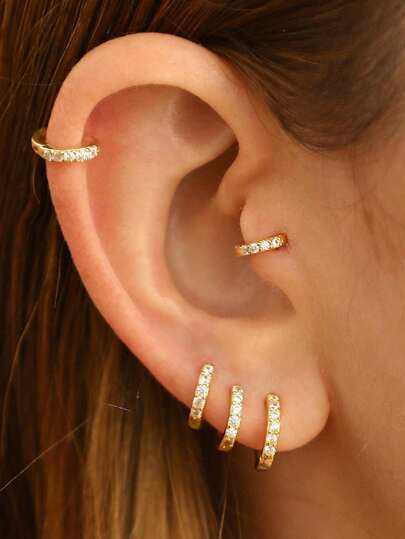 CERSLIMO Orecchini A Cerchio In Argento 925 Per Donna E Uomo, Piccoli 6-12 Mm, Con Zirconi, Per Piercing Elica E Cartilagine