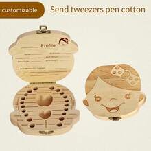 1 pieza Caja organizadora para guardar dientes y mechones de cabello del bebé con diseño del alfabeto inglés, recuerdos de bebé para colección de dientes y cabello, regalos para baby shower y Pascua para niñas/niños