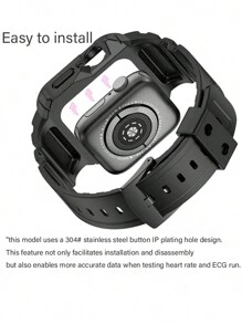 The strap case is compatible with the Apple Watch 9/8/7/6/5/4 generation 40mm, 41mm, 44mm, 45mm Apple Watch SE9/8/7/6/6/5/Men/Women Black PU Sport Series Reinforced Case - Black - View 2