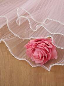 1pc Wavy Organza Flower Wrapping Paper, Pearl Mesh Ribbon, Artificial & Fresh Flower Bouquet Packaging Material, Suitable For Holiday, Wedding, Birthday Decoration, Florist Supply, Diy Flower Arrangement And Packaging Decoration, Back To School Valentine Day