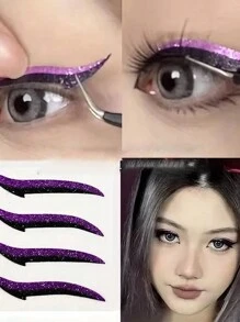 1張10入組紫色眼線和眼影貼紙,自粘貓眼妝 - 紫色 - 查看 1