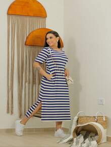 Women Dresses - Xanh và trắng - Xem 1