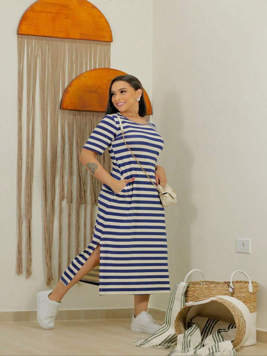 Women Dresses - Xanh và trắng - Xem 1