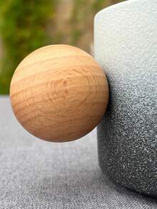 1pc Fashionable Ceramic Coffee Cup With Solid Wood Handle, Ideal For Home And Office Use - Frosted[gradient black] - View 3