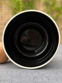 1pc Fashionable Ceramic Coffee Cup With Solid Wood Handle, Ideal For Home And Office Use - Frosted[gradient black] - View 2