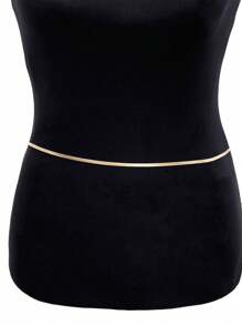 Nooxian 1pc Simple Stainless Steel Chain Design Women's Waist Chain - Yellow Gold - View 2