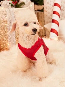 PETSIN 1pc Pet Christmas Reindeer Suit Style Festive Dress Snowflake Print Pet Vest