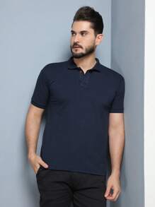 Men Polo Shirts - Navy Blue - View 1