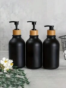2pcs Pump Bottles Dispenser, Soap Shampoo Dispenser, Pet Shower, Reusable Container With Pump, For Multipurpose Usage In Bathroom, Kitchen Or Makeup Supplies - Black - View 1