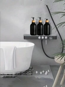 2pcs Pump Bottles Dispenser, Soap Shampoo Dispenser, Pet Shower, Reusable Container With Pump, For Multipurpose Usage In Bathroom, Kitchen Or Makeup Supplies - Black - View 2