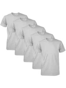 Conjunto 5 Camisetas Básicas Masculinas - Cinza - Visão 1