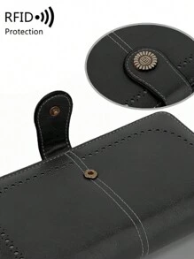 RFID Thời trang nữ cổ điển sức chứa lớn khóa kéo da PU thường ngày đồng xu cho phụ nữ 2 kiểu dáng để lựa chọn cho ví nam ví dài ví đeo tay - màu đen - Xem 11