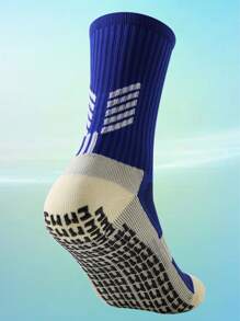 FLSHMCEN 男士足球襪防滑1對,帶著防滑垫的足球籃球運動襪 - 藍色 - 查看 5