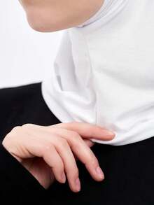 1件時尚的伊斯蘭冰絲女式頭巾,彈性內襯帽可防曬遮陰,簡單的白色全配風格 - 白色 - 查看 4