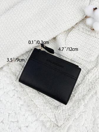 SOUTHLAND&KANGAROO Black Letter Detail Fold Over Pocket Wallet Small Bifold Slim Women Wallet Lightweight Portable Credit Card Key Case Short Wallet Cute Modern Fashion For Birthday Gift Anniversary Women Girls Lady Business For Anniversary For On Valentine Day For Birthday Gift For Gift For Couple For Girls For Lady For Female Bag School Supplies For School Dorm Room & Back To School Bag Present Business Casual For Women Wallet Purse Wallet Small Wallet