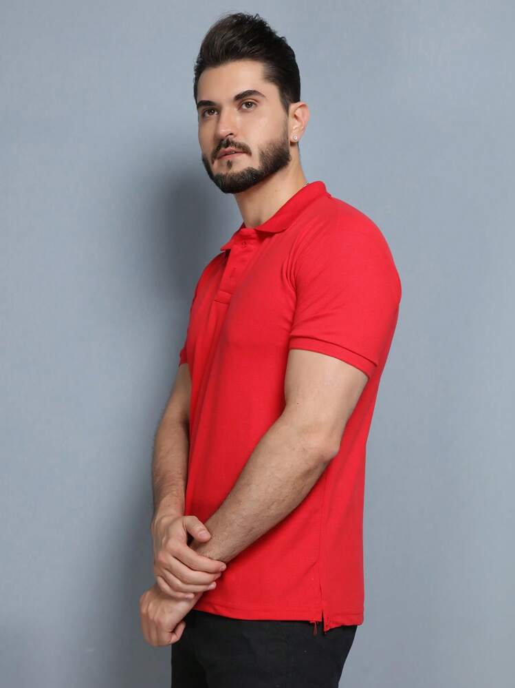 Men Polo Shirts - 紅色 - 查看 3