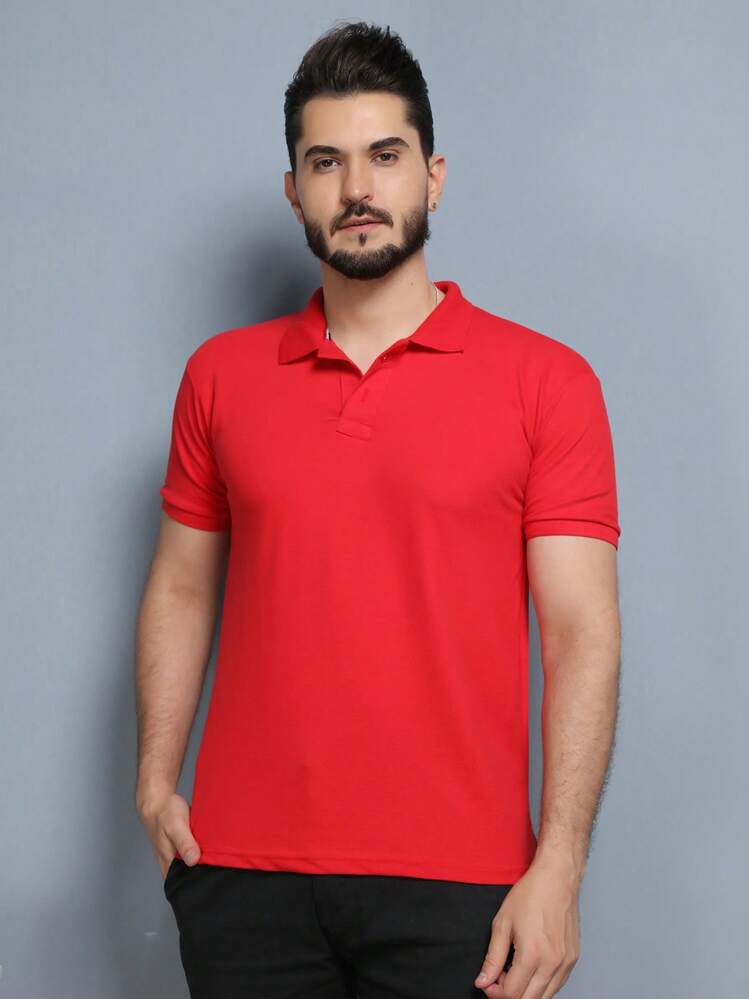Men Polo Shirts - 紅色 - 查看 1