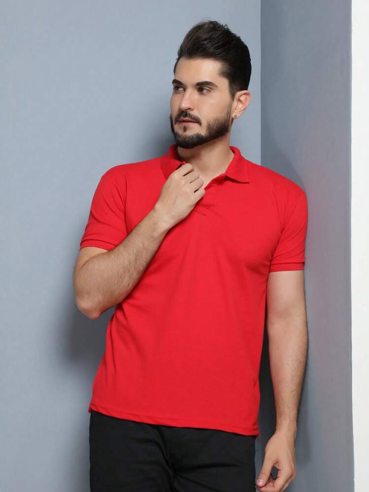 Men Polo Shirts - 紅色 - 查看 4