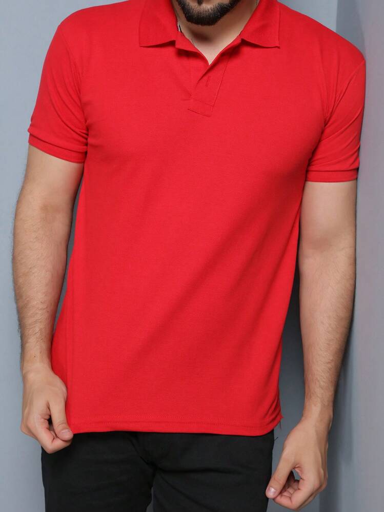 Men Polo Shirts - 紅色 - 查看 5