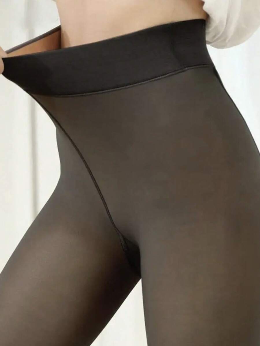 KEMERLING STUDIO Medias Afelpadas Calentitas Efecto Piel Para Otoño invierno Casuales Para Mujer - Negro - Ver 1