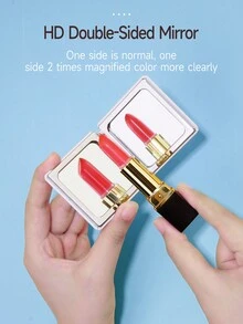可摺疊口袋化妝鏡,1入組玫瑰唇印花紋方形雙面超薄化妝鏡,桌面鏡,便攜旅行鏡 - 給女性、女孩的禮物,適用於女人、母親、妻子、姊妹、少女、女朋友等 - 彩色 - 查看 5