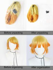 1入組漸層人造假髮帶劉海和1入組假髮帽 - 彩色 - 查看 9