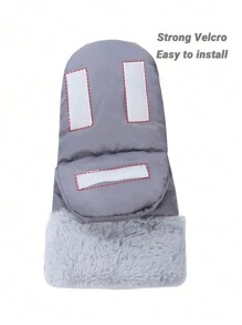 1pair Gray Baby Stroller Warm Gloves With Waterproof Fabric Lining - Grey - View 3