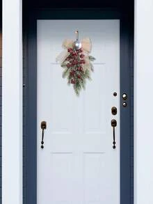 1PC 45CM(H) Simulation pine needle red fruit round ball bow Teardrop hanging Home Hotel Shopping mall Christmas party decoration - Red - View 7